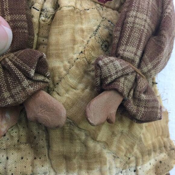 Vintage Handmade Collectible Primitive Folk Art Raggedy Ann Rustic 11" Rag Doll - Picture 11 of 13